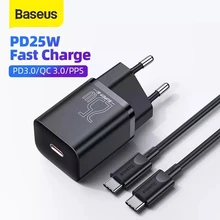 Baseus 25W USB C Charger for iPhone 12 Xiaomi Samsung S20 Support QC 3.0 PD 3.0 Type C Fast Charging Portable Phone USB Charger