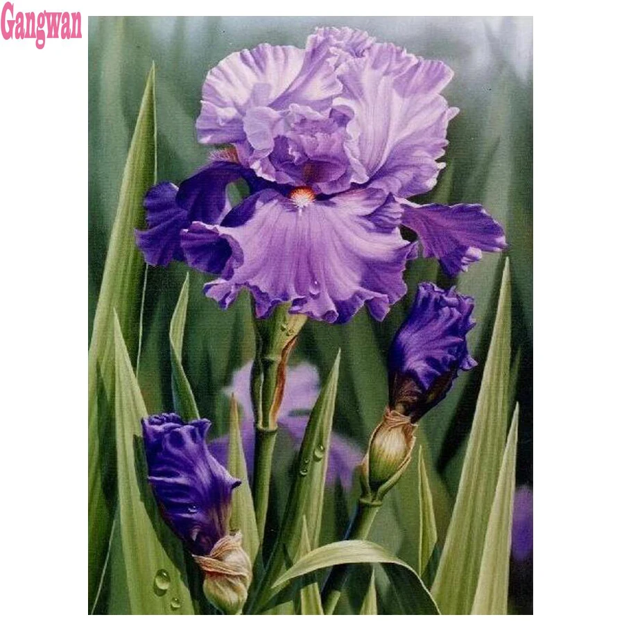 

Full Square round Diamond iris purple flower 5D DIY Diamond Painting Embroidery Cross Stitch kits diamond Mosaic Home Decor art