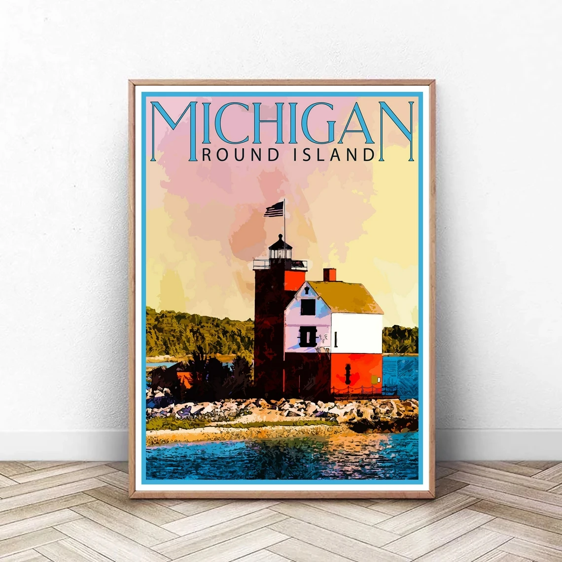 Постер для путешествий из Мичигана винтажный принт Декор маяк настенное