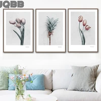 flower green leaves wall art canvas posters and prints canvas painting nordic poster wall pictures for living room decor