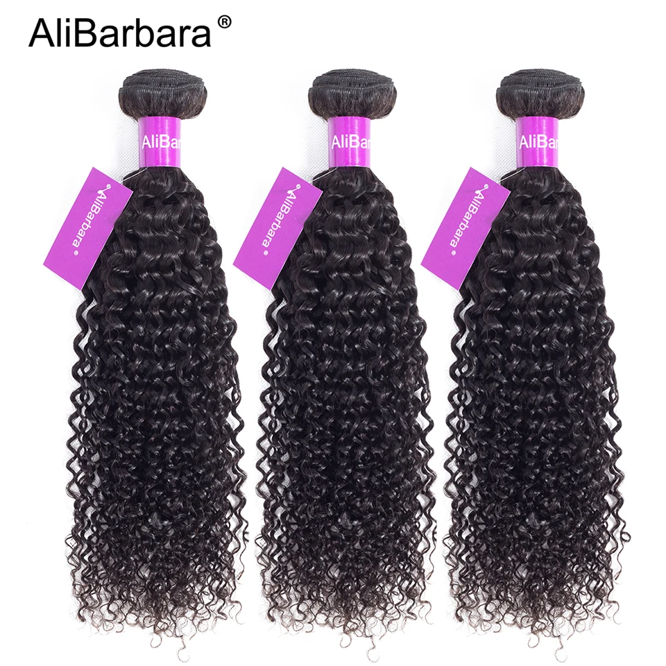 

AliBarbara Hair Remy Afro Kinky Curly Indian Human Hair Weave Bundles Human Hair Extensions Nature Color 8-28inch 3/4 Bundles