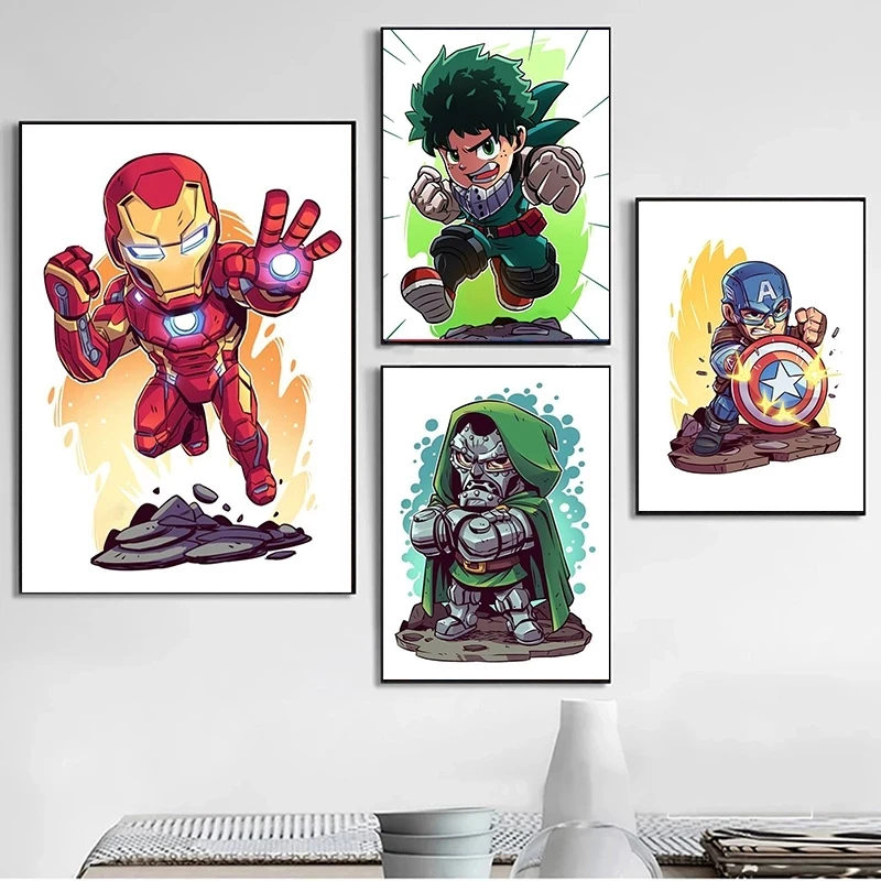 

Marvel Canvas Cartoon Modular Poster Comic Home Decor Paintings HD Superhero Printed Living Room Pictures No Frame Wall Artwork