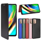Чехол-книжка из углеродного волокна для Motorola Moto G9 Plus, Магнитный кожаный чехол-книжка для moto g9 plus play, держатель для карт, чехол для телефона