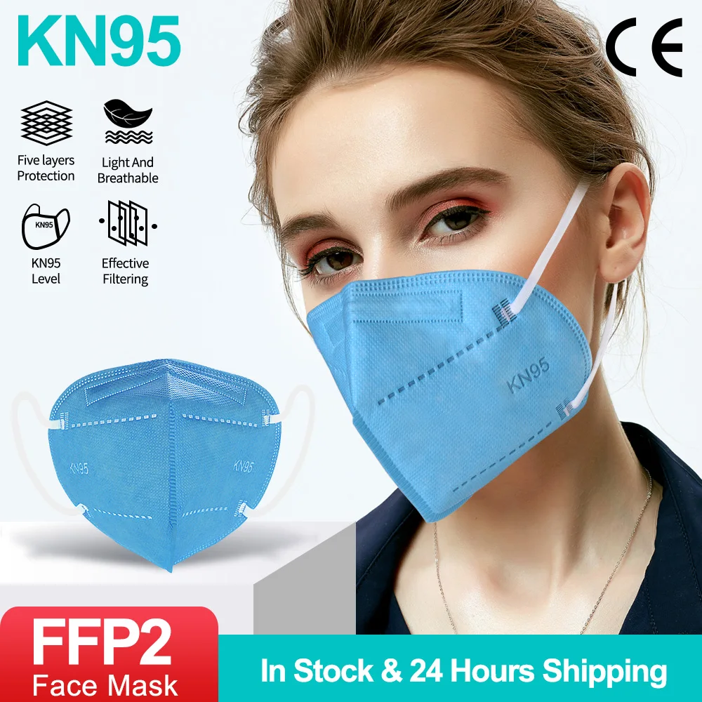 

Hot! 10-100 Pcs FFp2 Face KN95 mask Facial Masks Filter Breathing valve Mouth Anti Dust Mask Protective Masque FFP2 Mask Fpp3