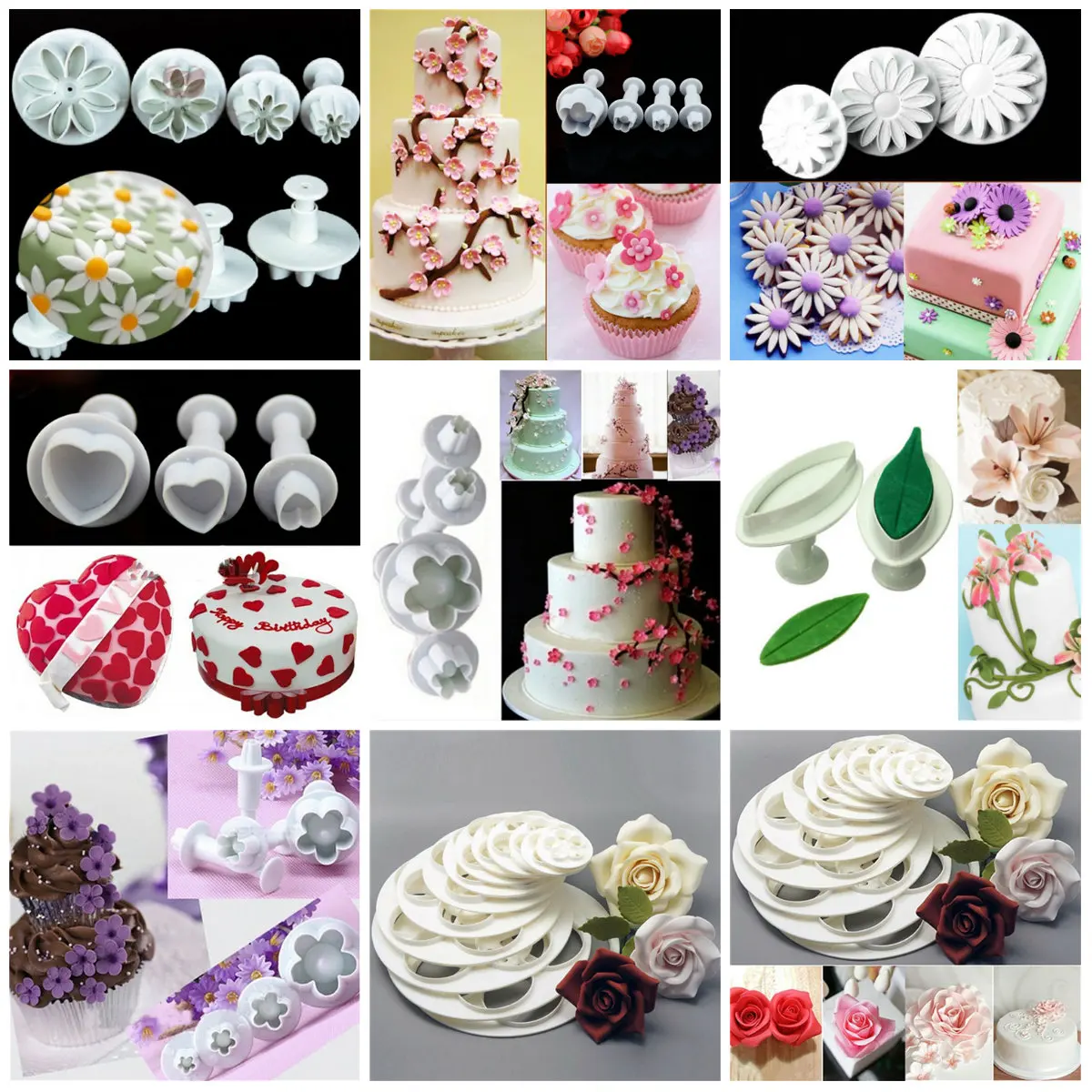 2/3/4/6 шт./компл. Плунжер для сахарной мастики с цветком сливы резак инструменты