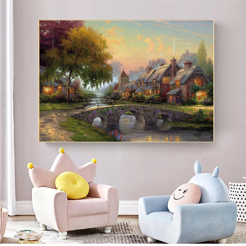 

Mountains Nature Landscape Painting Poster Art Print Decoration Living Room Wall Pictures Home Decor No Frame