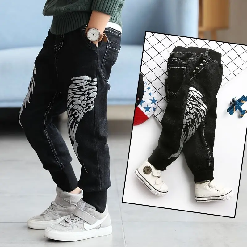 Демисезонные джинсы для мальчиков детская одежда классические брюки джинсовая