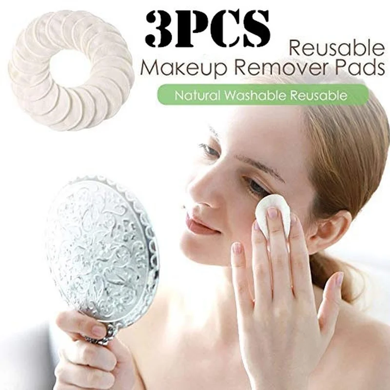 Многоразовые хлопковые подушечки для удаления макияжа 3 шт./компл. моющиеся глаз