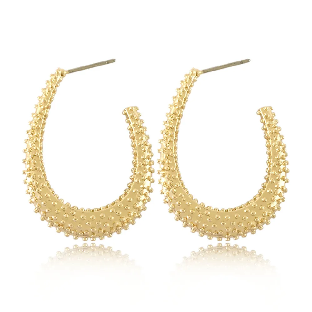 

New Trendy Simple Gold Color Rough Surface Hoop Earrings for Women Wedding Party Boho Jewelry Gift Wholesale