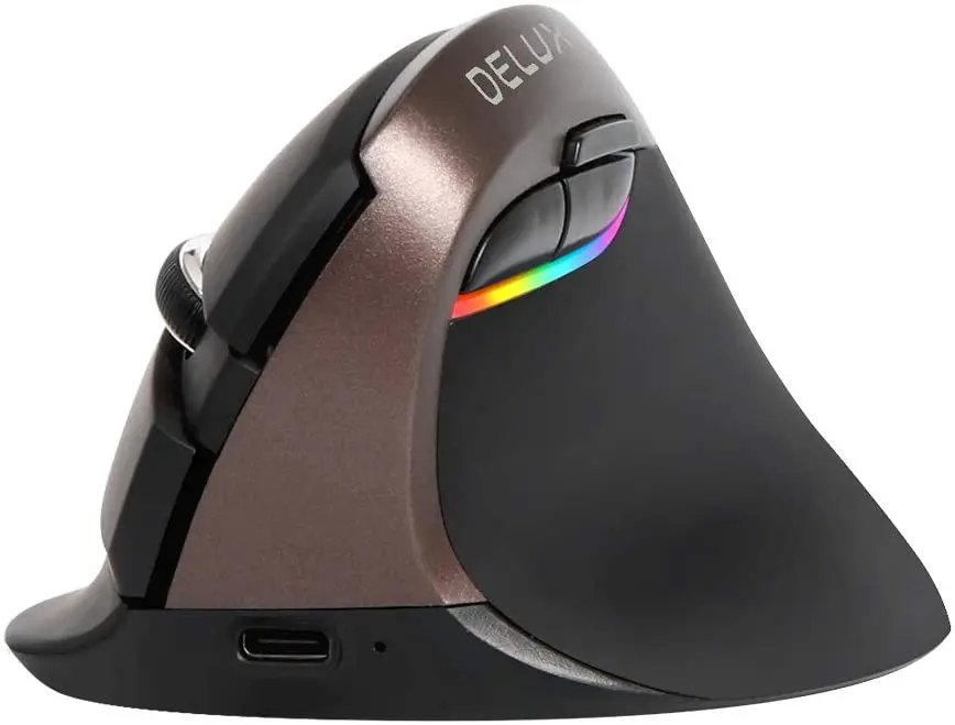 

Delux Rechargeable Bluetooth Ergonomic Mouse Wireless, Dual Mode Silent Vertical Mouse with BT 4.0 and USB Receiver, 6 Buttons