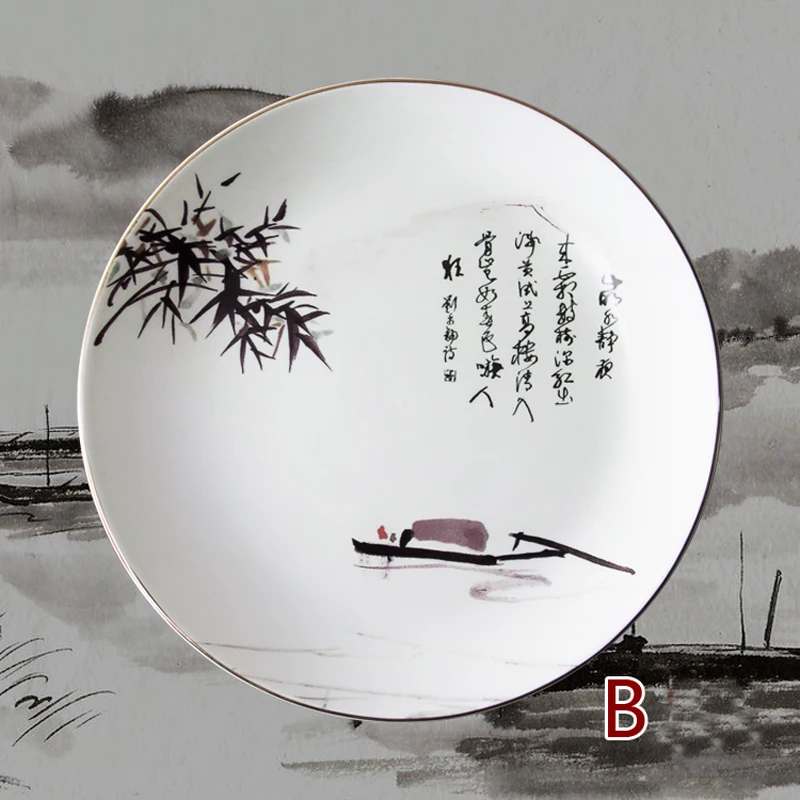 Китайская пейзажная живопись подвесная тарелка керамическая настенная