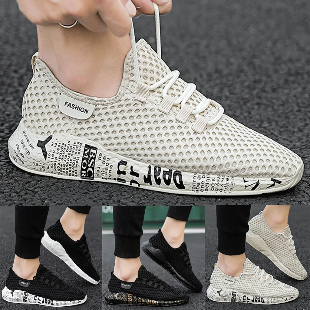 

SAGACE fashion sneakers Men Mesh Breathable Sports Shoes casual shoes men Lightweight Non-Slip Sneakers Lace-Up Shoes Sewing new