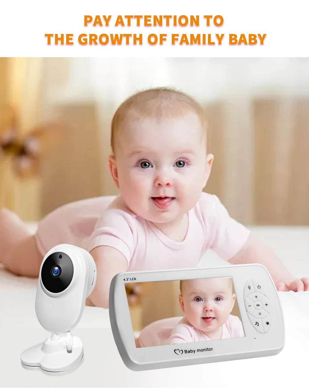 inqmega wireless video babyphone baby monitor 4 3 inch camera night vision temperature monitoring baba eletronica babyfoon free global shipping