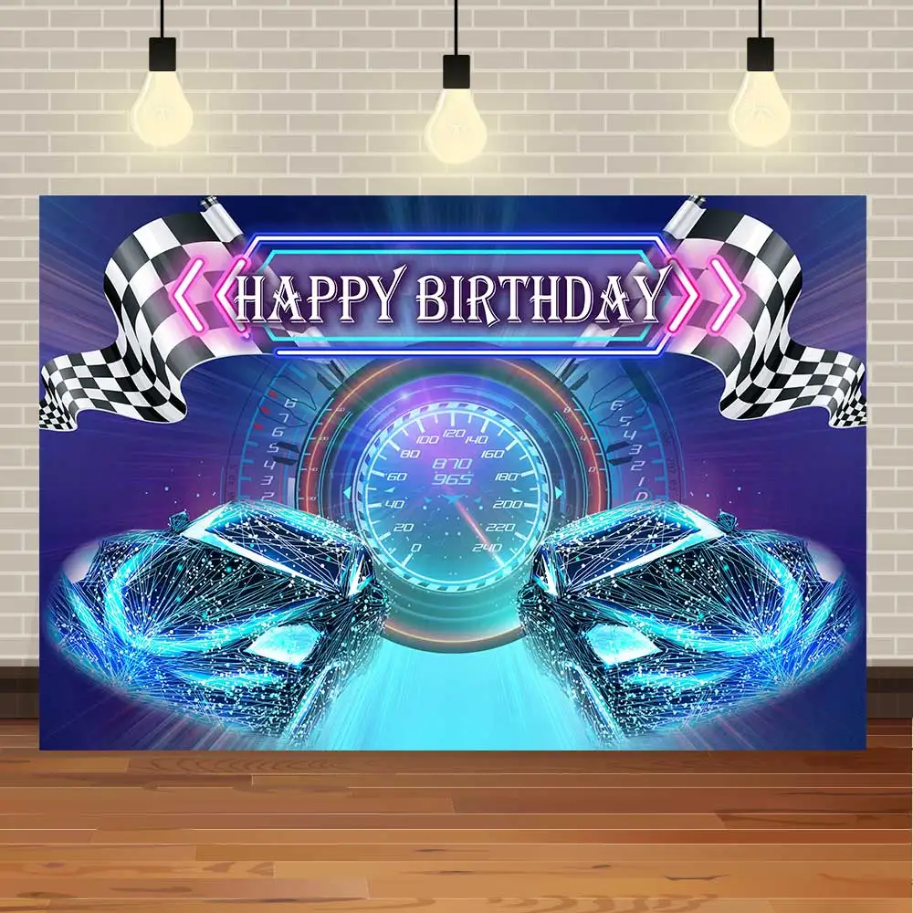 

SeekPro Boy‘s Happy Birthday Party Banner Background Cool Dash Board Racing Car Backdrop Child Portrait Photography Photo Studio