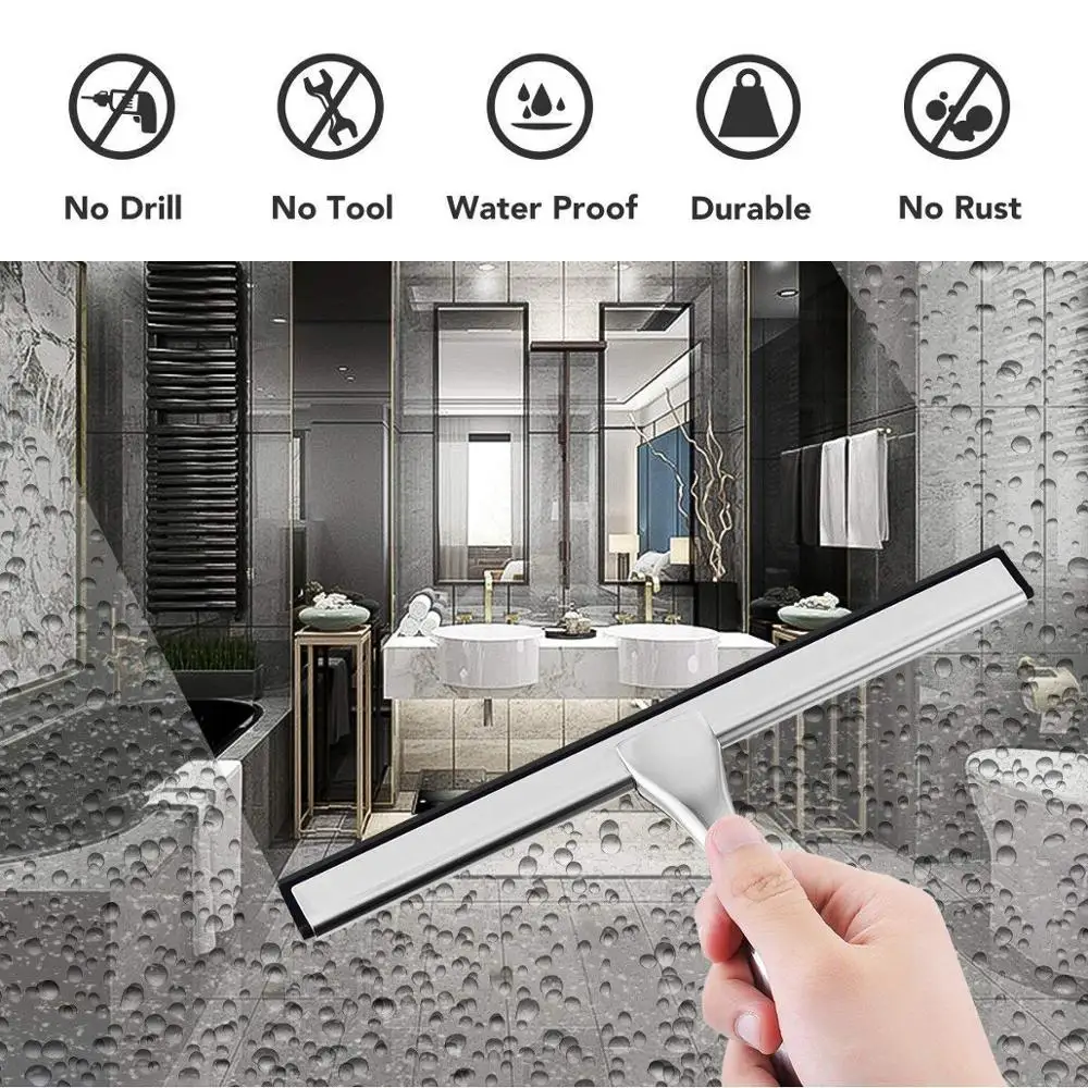 

Stainless Steel Window Squeegee Glass Wiper Cleaning Set Window Scraper Cleaner For Shower Car Mirror Kitchen Bathroom Floor