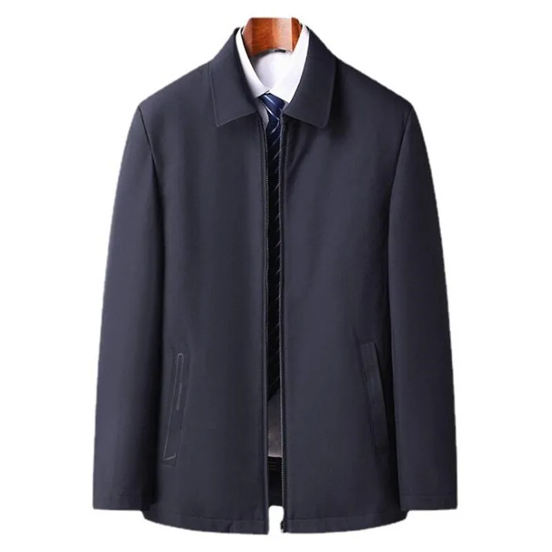 Business Men'S Jacket Casual Coats Turndown Collar Zipper Simple Middle-Aged Elderly Men Dad clothes Office Outerwea