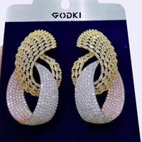 godki luxury crossover circle micro cubic zirconia pave women wedding bridal party engagement earrings jewelry party gift