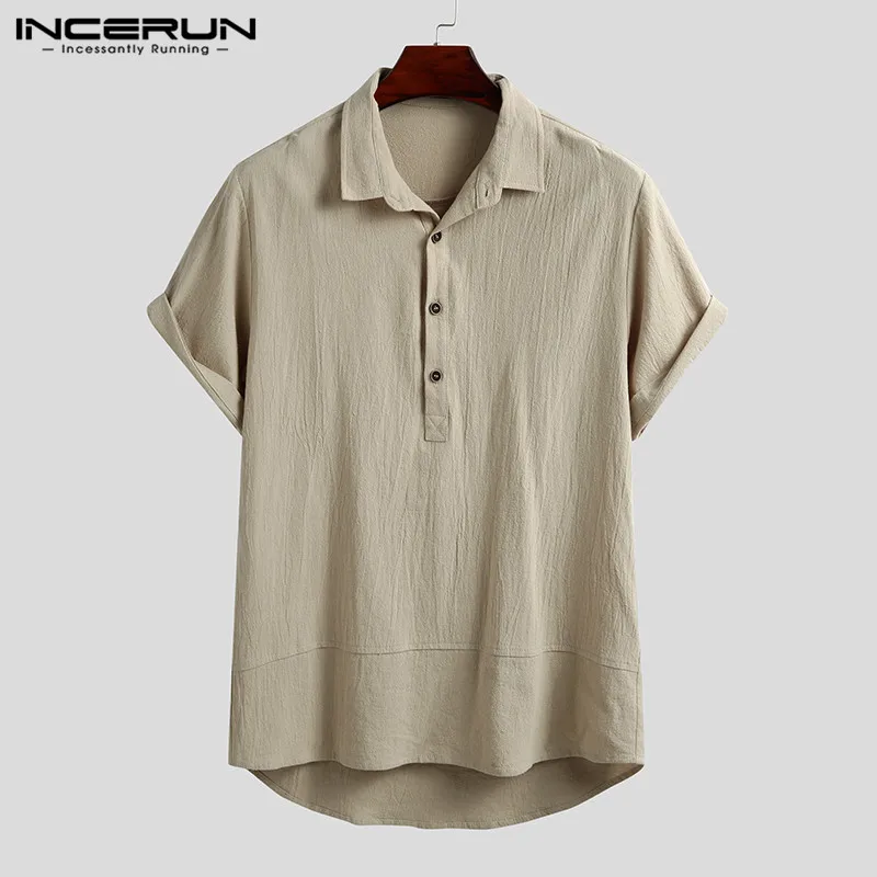 

Рубашка мужская хлопковая с отложным воротником, брендовая винтажная уличная одежда в стиле Харадзюку, повседневный топ с коротким рукавом...