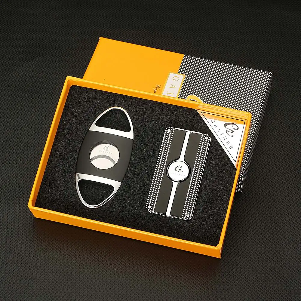 

Galiner Cigar Lighter Cutter Accessories Set Jet Gas Torch Lighter Metal Cutting Cigar Scissors Portable Travel Tool W Gift Box