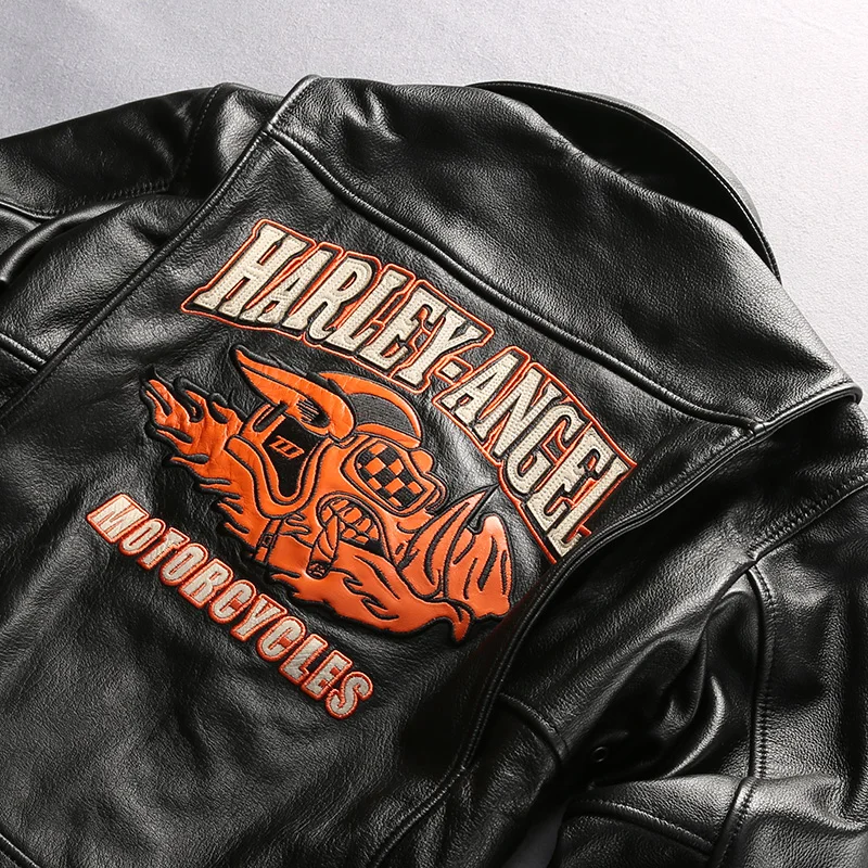 

Shipping Men's Genuine NewStyle Free Motorcycle Biker Vintage Jacket Luxury Brand Cowhide Leather Coat