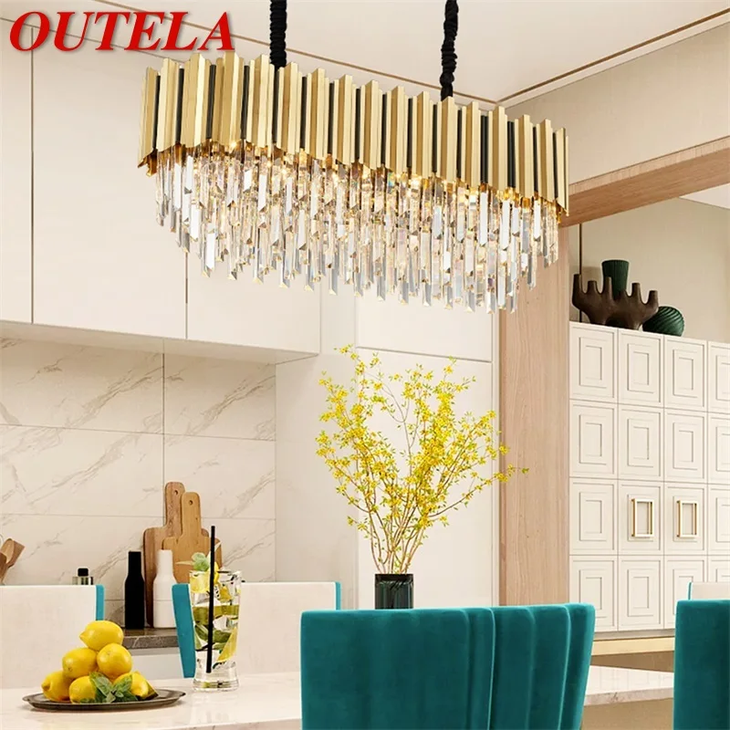

OUTELA Pendant Light Postmodern Gold Crystal LED Lamp Luxury Chandelier for Home Dining Living Room