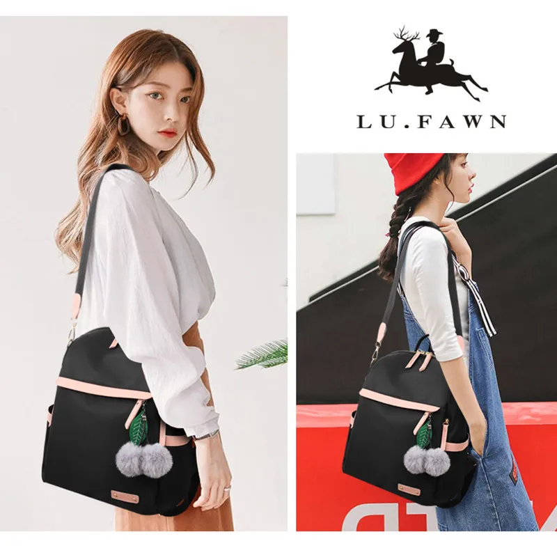 

LU.FAWN 2021 New Women Large Capacity Backpack Waterproof Oxford Multi Function Bag Leisure Travel Young Girl Schoolbag (3017)