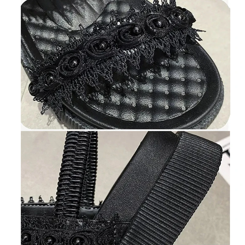 

Sweet Style Sandals 2021Summer Fashion Women Soft Open Toes White Black Shoes Lady Casual Flat Platform Sandals Chaussures Femme
