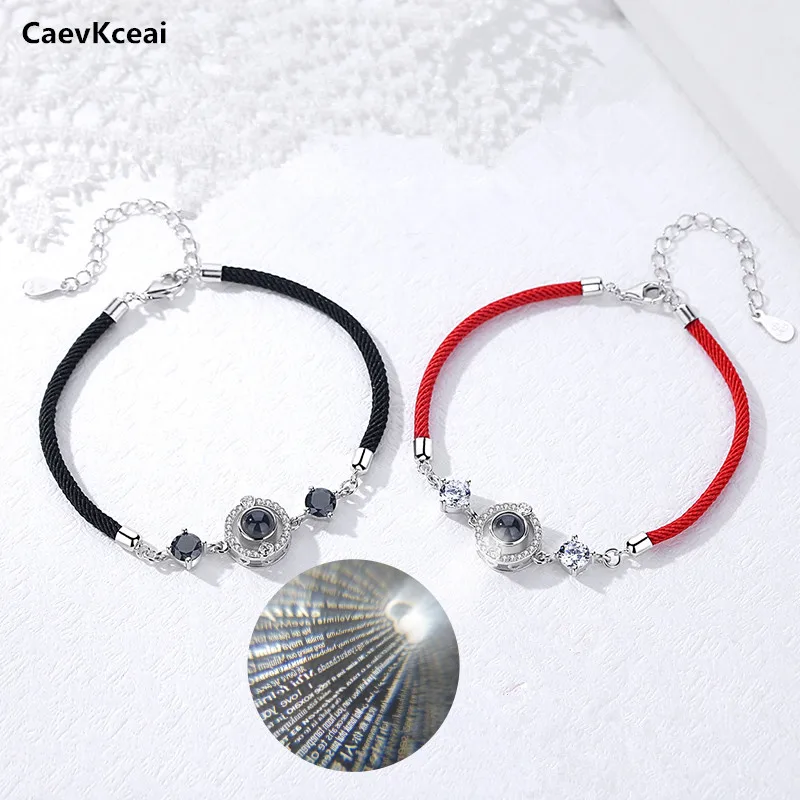 CaevKceai модный мужской браслет из стерлингового серебра 925 пробы 100 языков I Love You