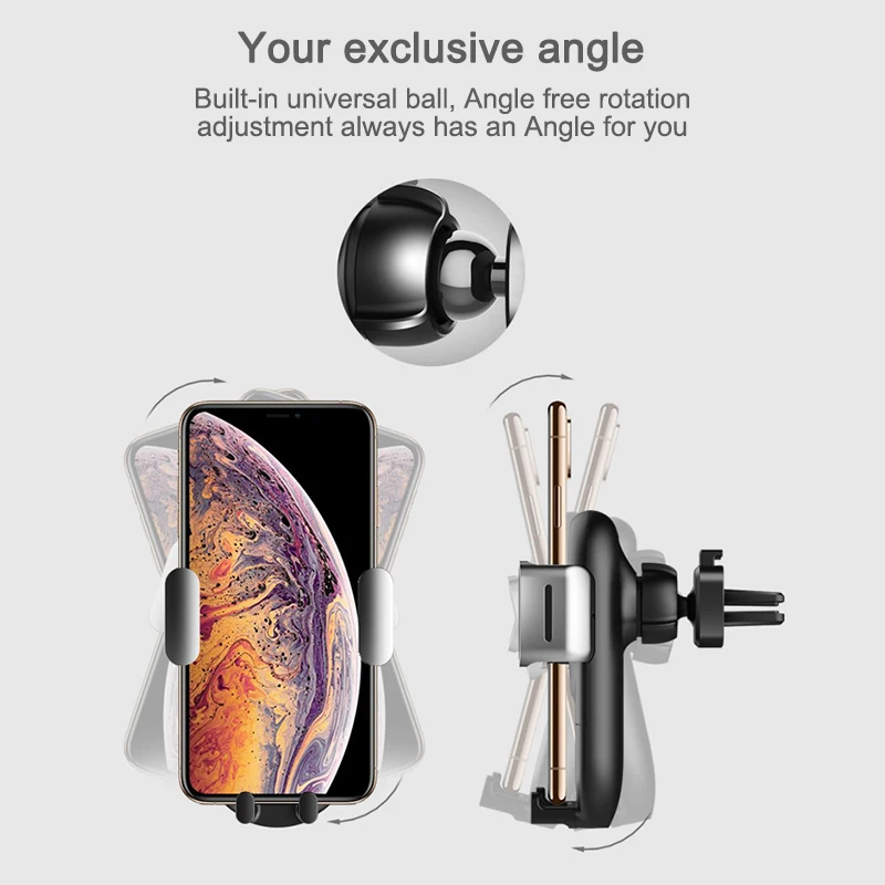 AOZBZ 360 Degree Rotating Car Navigation Bracket Automatic Lock Air Outlet Phone Wireless Charger Gravity | Автомобили и