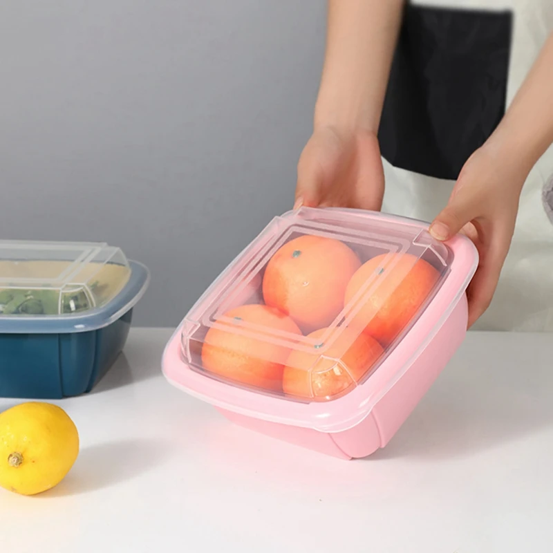 

Double Drain Basket Washing Kitchen Refrigerator Strainer Vegetable Fruit Storage Double Sink Filter Shelf