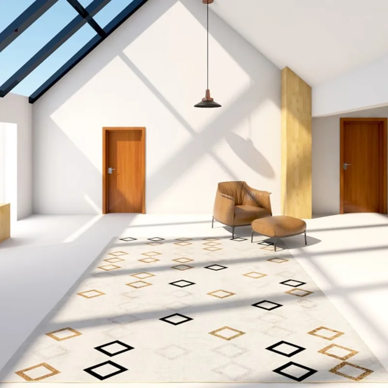 

Nordic Style Quality Loop Velvet Material Living Room Rug , Easy Care Geometric Pattern Decoration Coffee Table Ground Mat