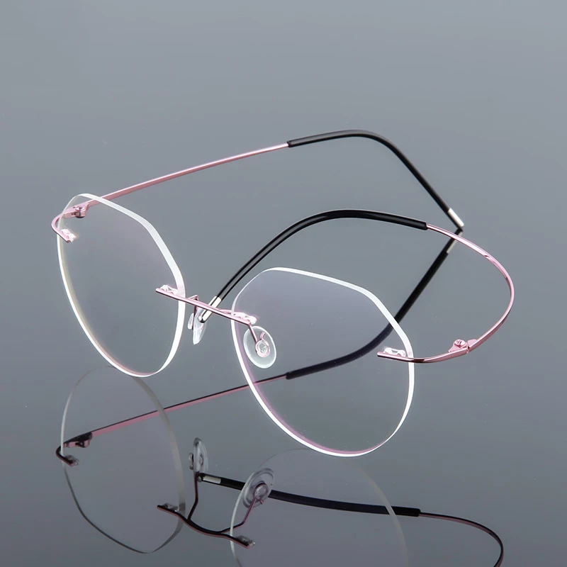 

Ultralight Vintage Rimless Glasses Frames For Nearsight 9 Colours Flexible Round Eyewear Women Men Eyeglasses