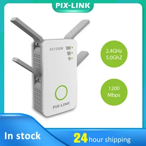 pixlink 1200mbps router wifi extender signal booster wireless repeater dual band 2 45ghz wi fi range plug support wisp mode free global shipping