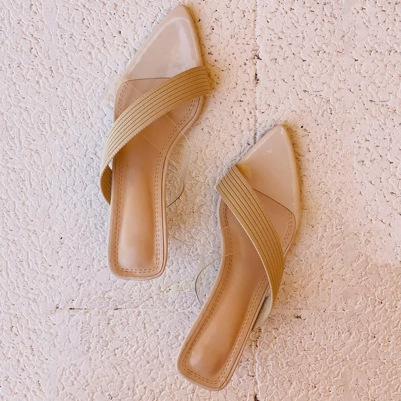 

Women's Sandals Fashion White One-word Buckle Sandals 2021 New Summer All-match Women's High Heels Stiletto Black Women Shoes