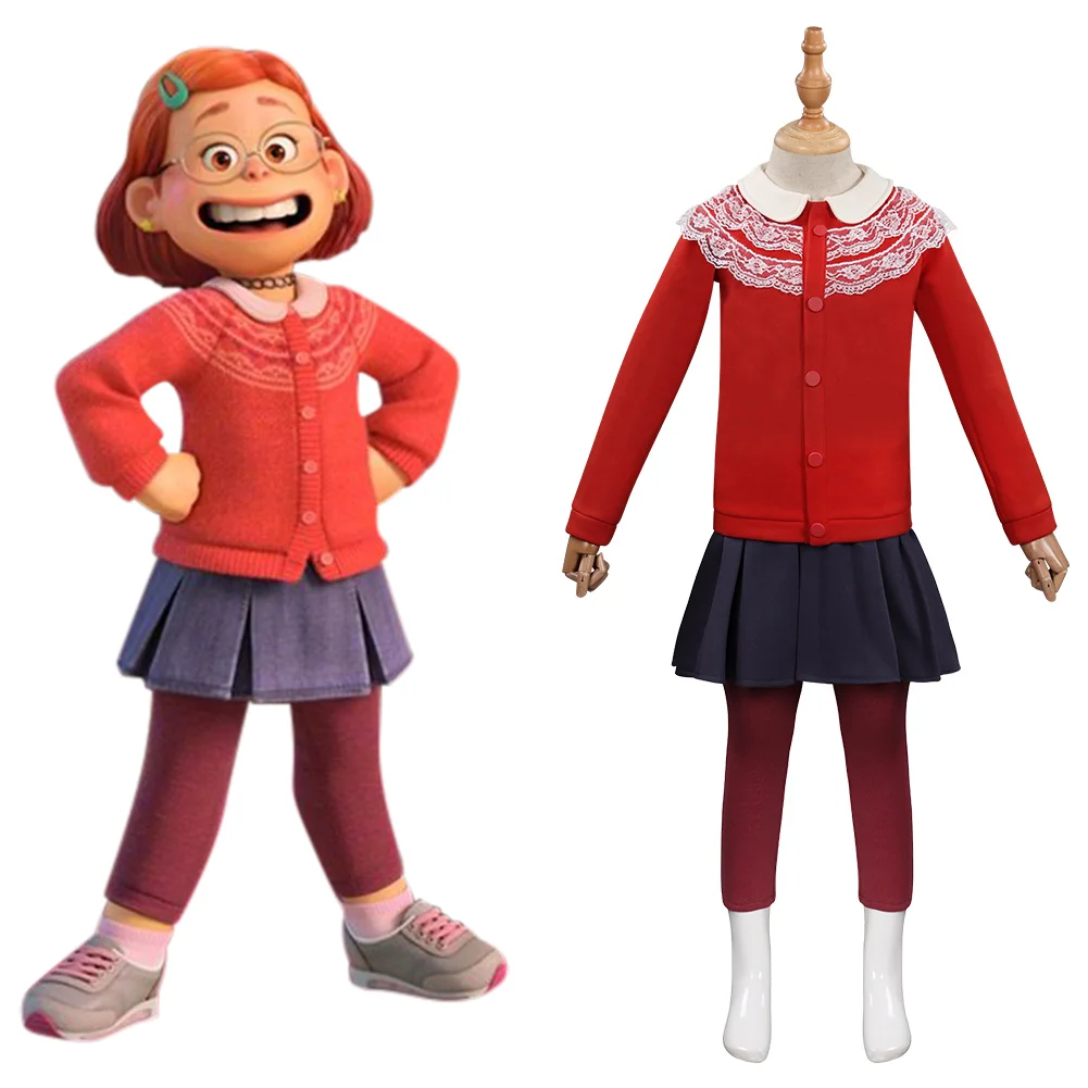 

Kids Children Turning Red Mei Cosplay Costume Outfits Halloween Carnival Uniform Skirt Suit