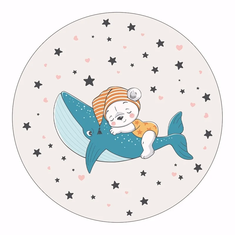 

Nordic Cartoon Mat for Children Baby Play Mat Round Carpet Playmat Newborn Photography Props Living Room Bedroom Parlor Mat