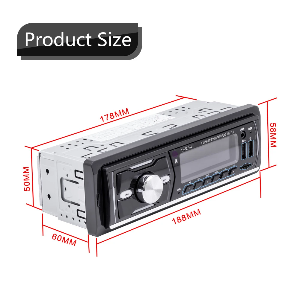 Smart Car Audio DAB DAB+ Digital 1 Din Radio MP3 Music Player Mobile Phone Charging USB SD AUX Bluetooth Multimedia 12V Voltage |