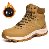 2021 designer casual fashion mens winter snow boots waterproof leather shoes warm hign top outdoor platform hiking sneakers