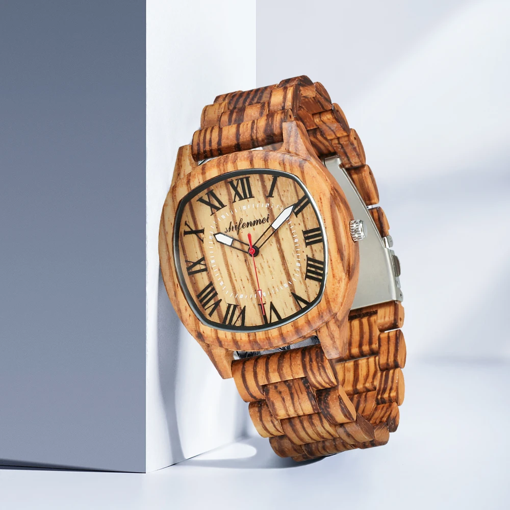 

Shifenmei Wood Watch Mens Watches Top Brand Luxury Wooden Male Clock Sports Quartz Wristwatch for Men Casual relogio masculino
