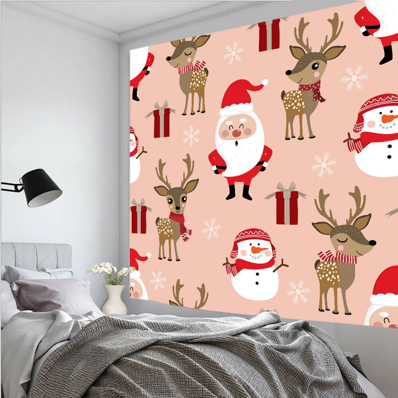 

Christmas Snowman Tapestry Wall Decoration For Living Room Bedroom Warm Background Tableclothes Polyester Blanket Beach Mat