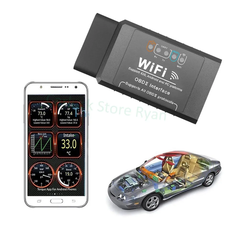 Диагностический сканер ELM 327 V1.5 Wi-Fi OBD2 для Android/IOS | Автомобили и мотоциклы