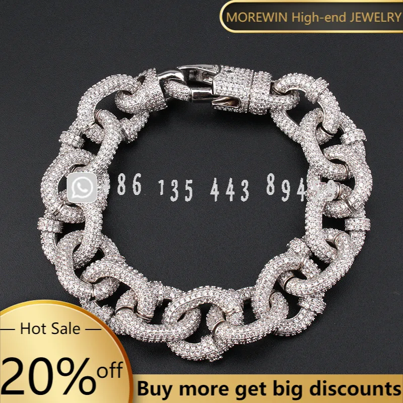 

Fashion Jewelry Hip Hop Cuban Chain O-shaped Cross Bracelet With Full Aaa Zircon Men And Women Street Rap Rock Trend Accessories