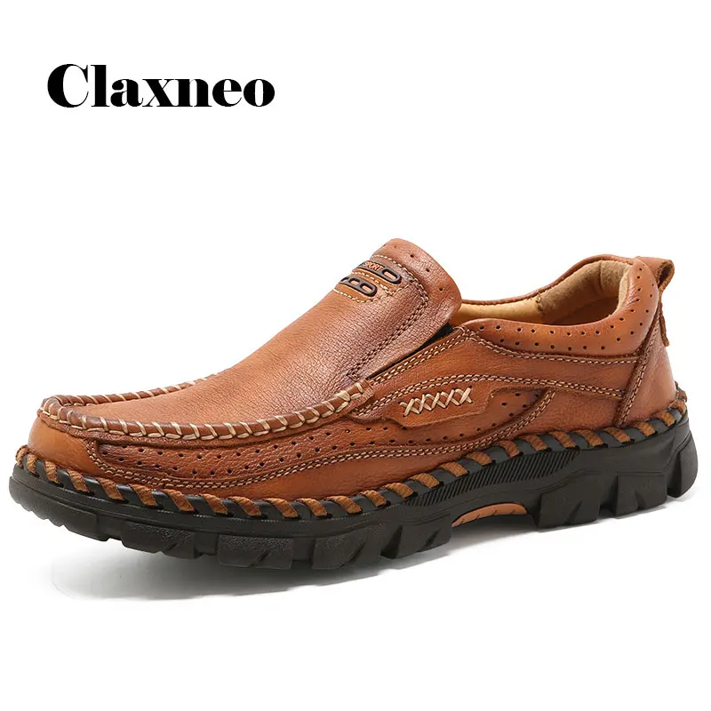 Лоферы мужские из натуральной кожи повседневная мягкая обувь ручной работы без