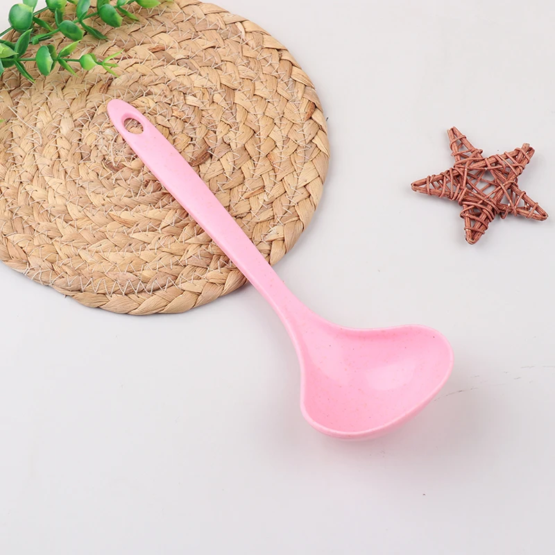 

1Pc Tableware Wheat Straw Rice Ladle Long Handle Soup Spoon Meal Dinner Scoops Kitchen Supplies Cooking Tools