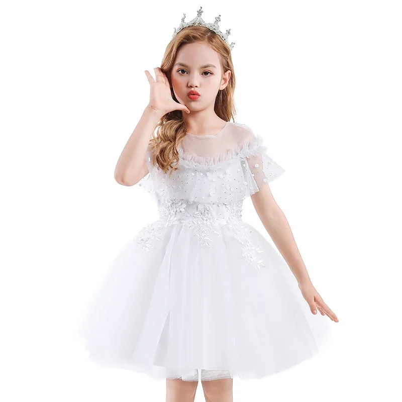 

Girl Summer New Clothes Children's Mesh Flower Ball Gown Wedding Princess Dress