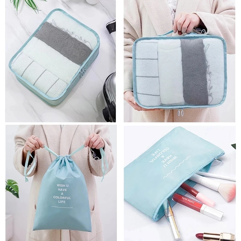 9Pcs/set Travel Clothes Classification Storage Bag For Packing Cube Shoe Underwear Toiletries Organizer Pouch Travel Accessories
