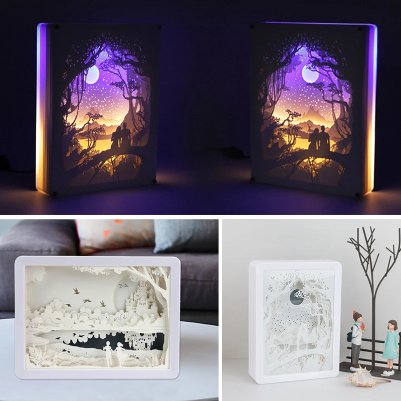 Новинка 2019 Ночной светильник с 3d рисунком теней Подарочный резьбой ночник
