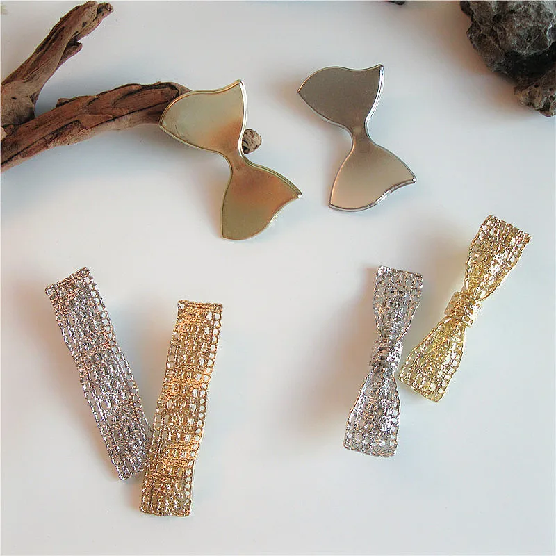 

2020 New Vintage Bowknot Hair Grips Metal Gold Silver Color Hair Clips Geometric Hair Accessories for Women Girls Party Wedding