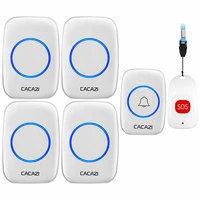 cacazi smart home wireless pager doorbell old man emergency alarm call bell led 80m smart house wireless call 220v ring gate
