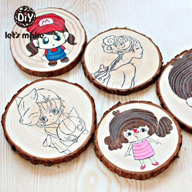 20 см 21 Деревянный Круглый Круг необработанные кусочки дерева украшение для дома